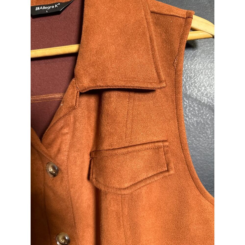 Allegra K Women's Suede Button-Front Vest - Picture 5 of 6